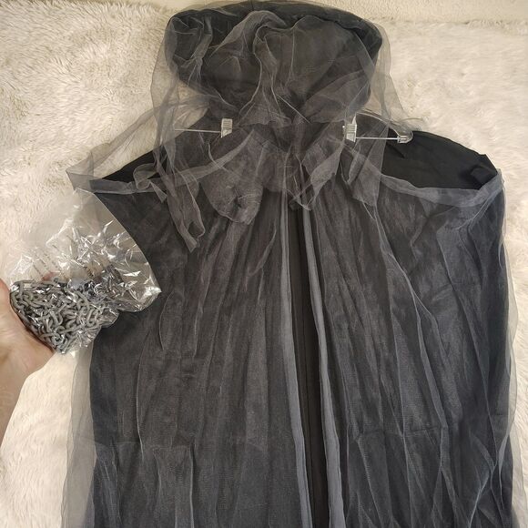 *READ* Spirit Halloween Lady Grim Reaper Cape Chain & Pendant Sz L (10-12) - Picture 3 of 6